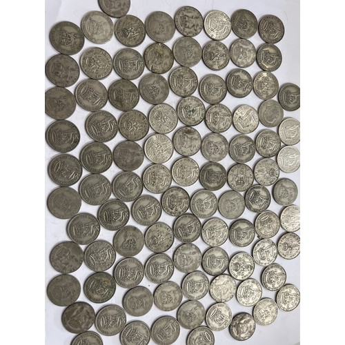 660 - A collection of pre 1946 One Shilling coins. 533.3gm.