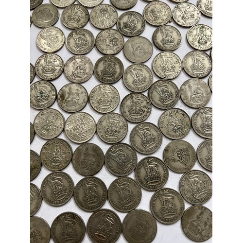 660 - A collection of pre 1946 One Shilling coins. 533.3gm.