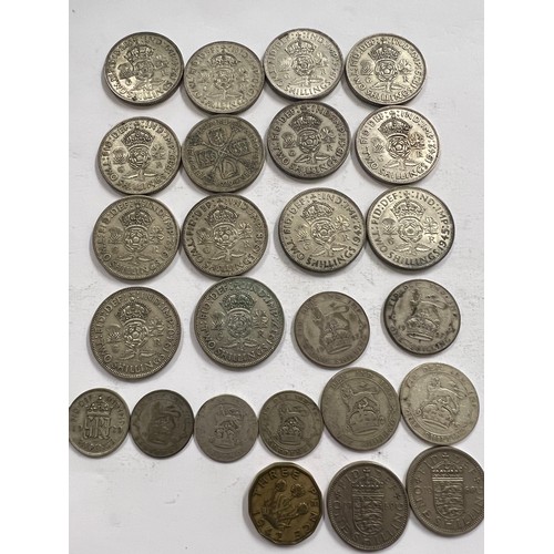 661 - A selection of coins to include Two Shillings 1929- 1944, One Shillings, 4 pre 1946, sixpences pre 1... 