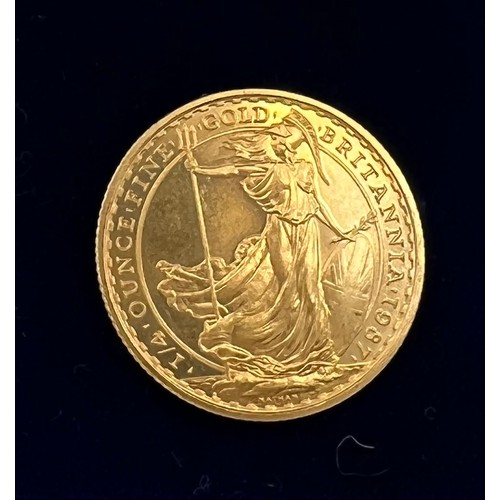 639 - British 1/4 oz fine gold 25 pounds coin dated 1987.