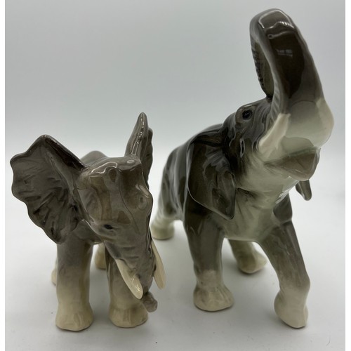 337 - Two German ceramic elephants. Tallest 18cm.