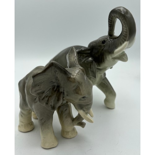 337 - Two German ceramic elephants. Tallest 18cm.