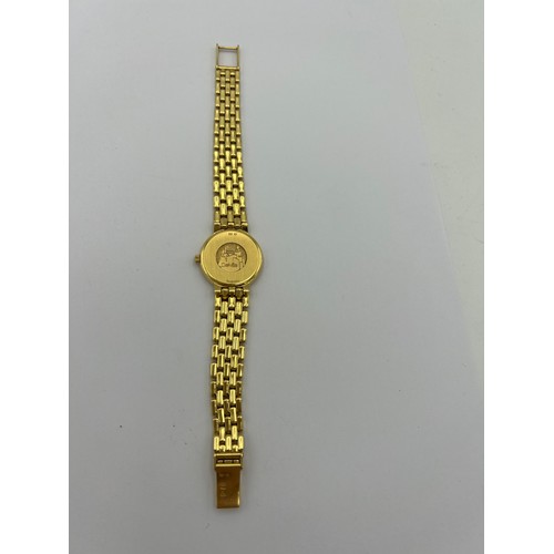 984 - An Omega De Ville 18 carat yellow gold ladies wristwatch. De Ville logo to back and serial number 56... 