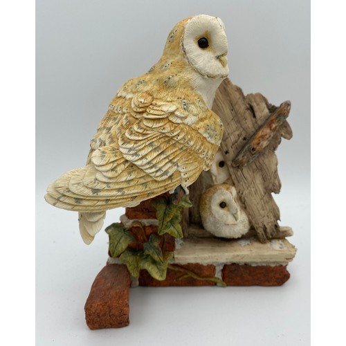 1009 - Border Fine Arts: Barn Owl Family RB34 16cm h (Signature Ayres to reverse 1992) together with three ... 