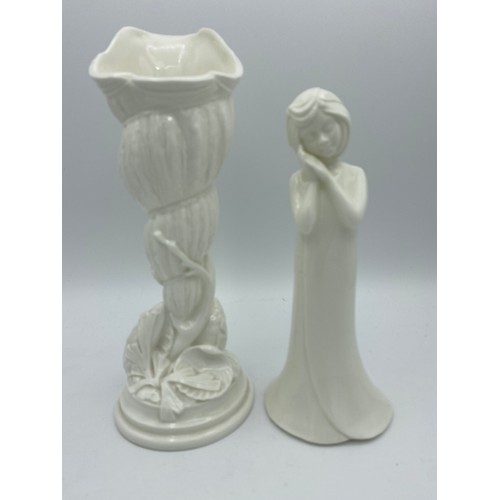 350 - Five pieces of Royal Worcester tallest 23cm and a Bisque figurine of a child and dog.