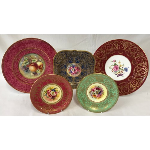 352 - Four Royal Worcester plates two hand painted by E Phillips and one by R Austin together with one han... 