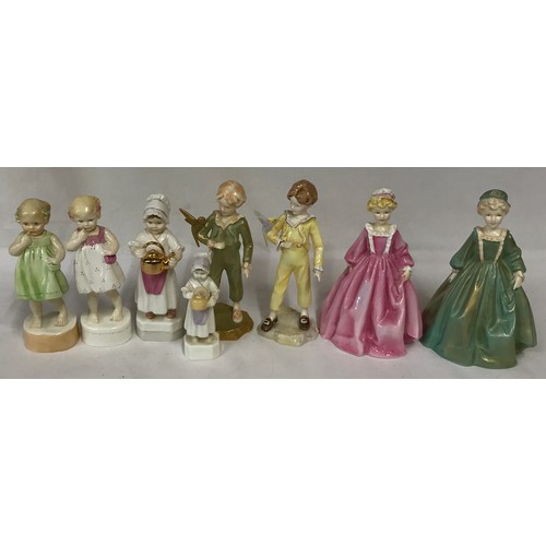 355 - Collection of eight Royal Worcester figurines six modelled by F G Doughty. Two 