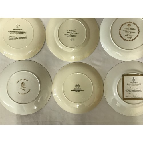 357 - Collection of 7 commemorative plates to include Wedgwood Anniversary of the Charter of Queen Elizabe... 