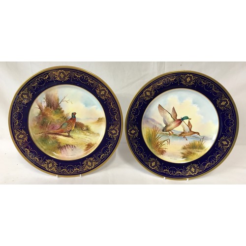 359 - Two Aynsley plates decorated with Mallards and Pheasants signed T G Abbott 26.5cm diameter.