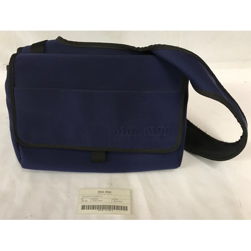 927 - Miu Miu blue cloth shoulder bag 26 x 21cm.