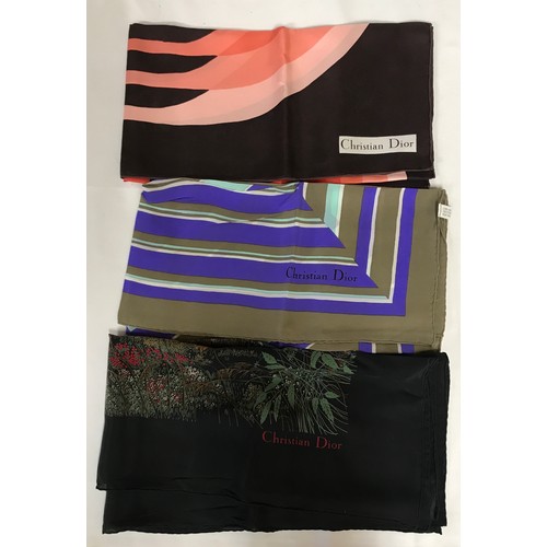 934 - Three silk Christian Dior scarves 76cm square