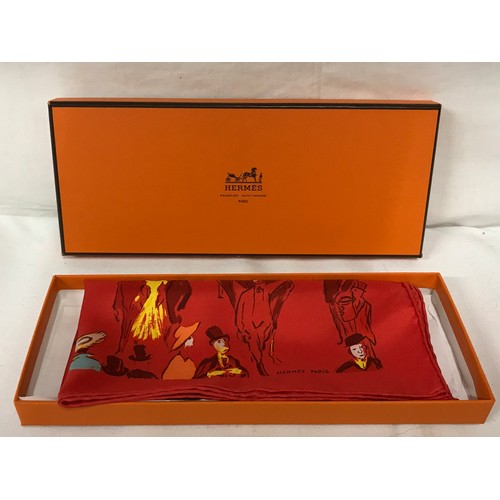 936 - A Hermes silk scarf Clerc in original box measuring 42cm square.