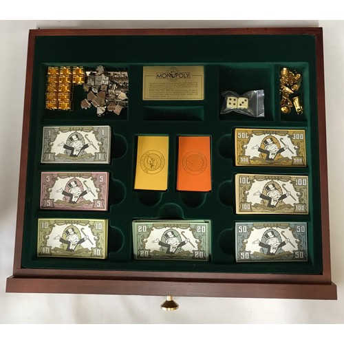 828 - Franklin Mint large Monopoly chest 'The Collectors Edition' with pull out drawer and real estate por... 