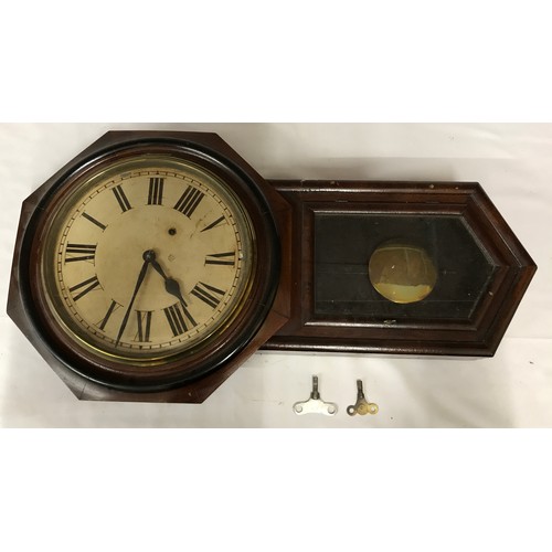 1194 - An American regulator cycle 8-day wall clock in octagonal wooden case with metal face using roman nu... 