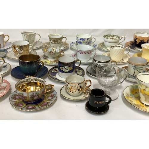 257 - A large collection of cups and saucers to include Court China, The Royal collection, Paragon, Norita... 