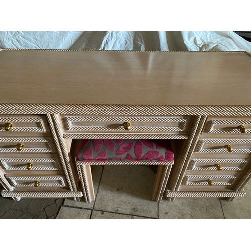 120 - Contemporary dressing table and stool 147 x 57 x 79cm.