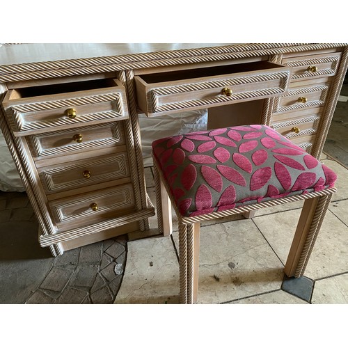 120 - Contemporary dressing table and stool 147 x 57 x 79cm.