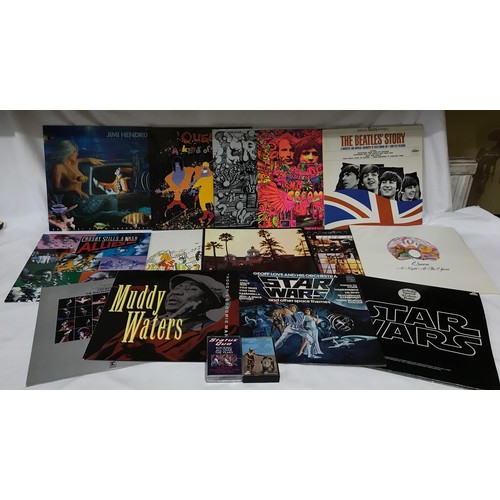 952 - Fourteen LPs and two Cassettes to include The Story of Star Wars, Status Quo Rocking all over the Ye... 