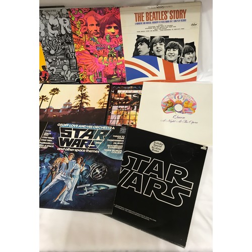 952 - Fourteen LPs and two Cassettes to include The Story of Star Wars, Status Quo Rocking all over the Ye... 