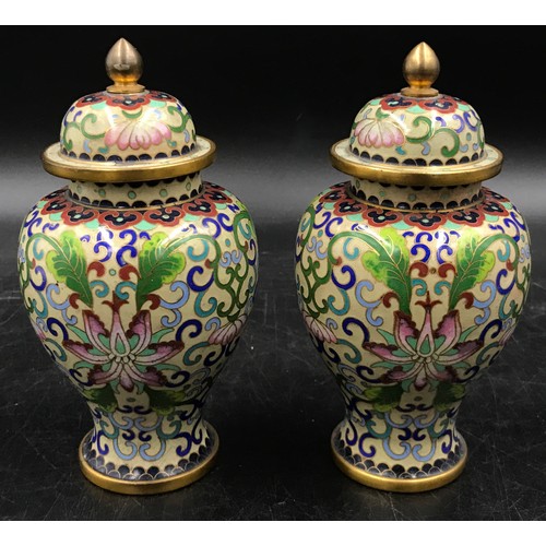 260 - A pair of early 20thC Cloisonne lidded vases 16cm h.