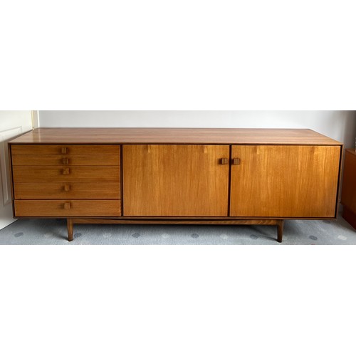 113 - A large G-Plan 1960's retro vintage stained teak wood sideboard credenza comprising of a bank of fiv... 