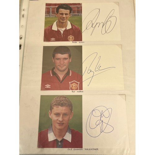 1228 - A large collection of football autographs to include Alex Ferguson, Bryan Robson, Ryan Giggs, Roy Ke... 