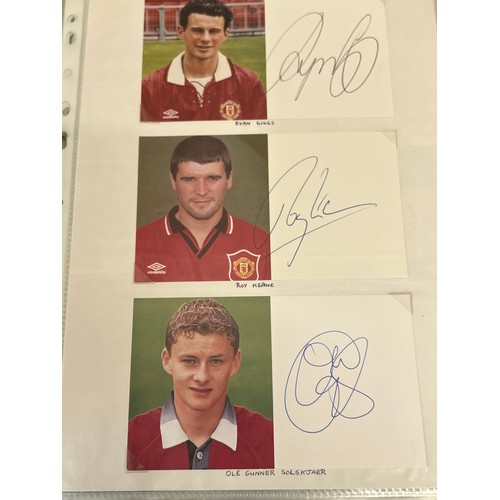 1228 - A large collection of football autographs to include Alex Ferguson, Bryan Robson, Ryan Giggs, Roy Ke... 