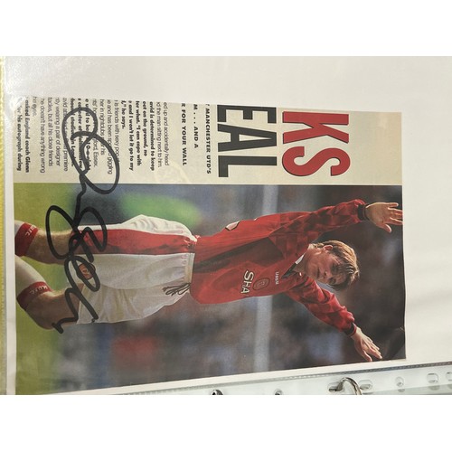 1228 - A large collection of football autographs to include Alex Ferguson, Bryan Robson, Ryan Giggs, Roy Ke... 