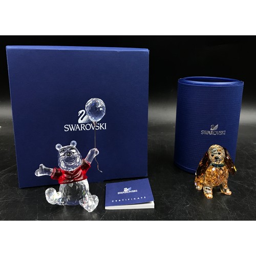 407 - Swarovski Crystal Glass, 'Winnie the Pooh', with certificate together with 'Lady' from Disney's Lady... 