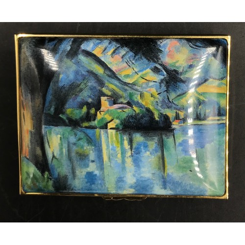 445 - Halcyon Days Enamels 'Le Lac d'Annecy' by Paul Cezanne limited edition 85/100 trinket box.