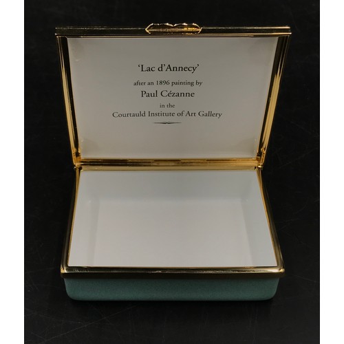 445 - Halcyon Days Enamels 'Le Lac d'Annecy' by Paul Cezanne limited edition 85/100 trinket box.