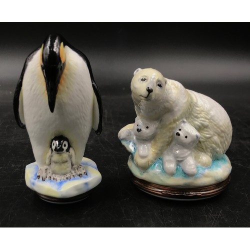 451 - Halcyon Days Bonbonnieres 'Emperor Penguin' and 'Polar Bear'.