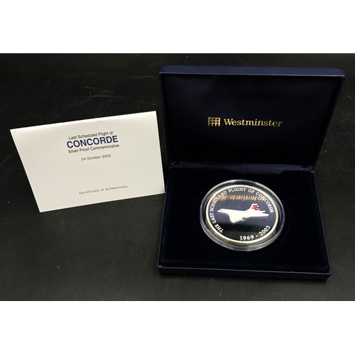 672 - Westminster silver proof coin to commemorate the last scheduled flight of Concorde. Limited edition ... 