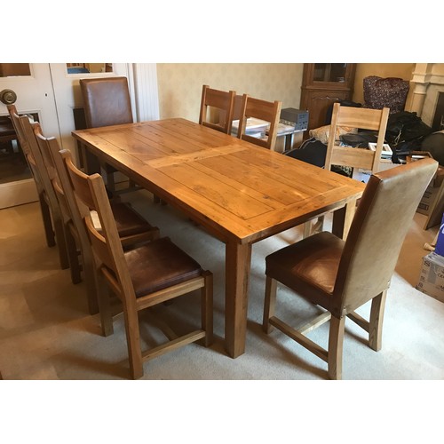 107 - Draw Leaf oak dining table 264.51 full extended, 210 not extended x 100 x 75cm h