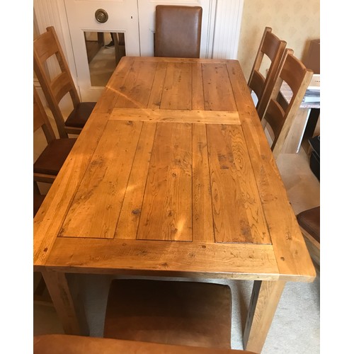 107 - Draw Leaf oak dining table 264.51 full extended, 210 not extended x 100 x 75cm h