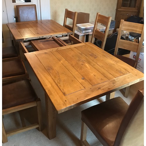 107 - Draw Leaf oak dining table 264.51 full extended, 210 not extended x 100 x 75cm h