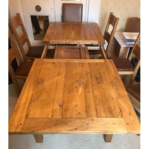 107 - Draw Leaf oak dining table 264.51 full extended, 210 not extended x 100 x 75cm h