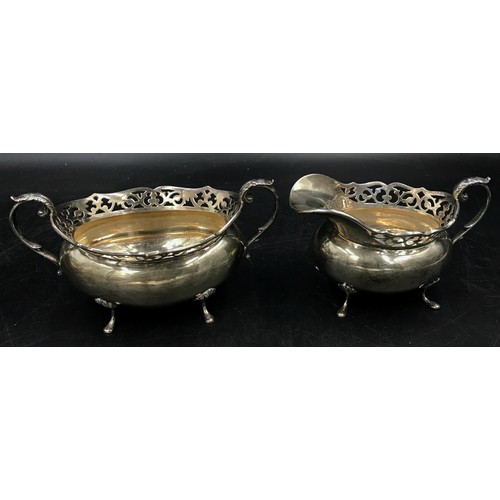 779 - A G Bryan & Co silver tea service comprising milk jug, sugar bowl and tea pot, Birmingham 1937 weigh... 