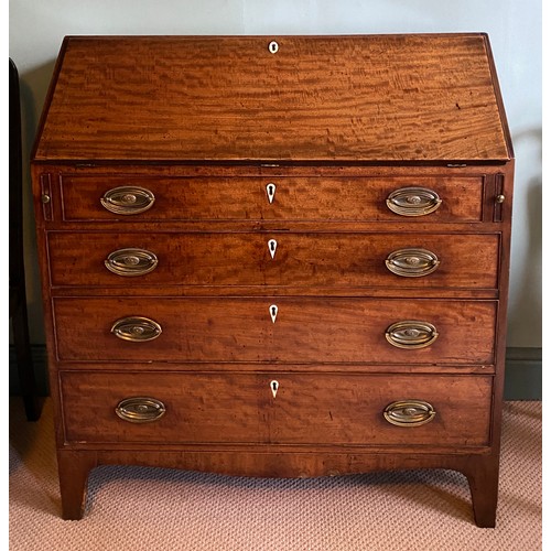 105 - Early 19thc mahogany bureau with burr-elm interior. 109 h x 99 w x 50cm d.
Ivory declaration submiss... 