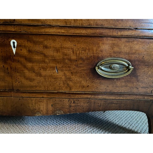 105 - Early 19thc mahogany bureau with burr-elm interior. 109 h x 99 w x 50cm d.
Ivory declaration submiss... 