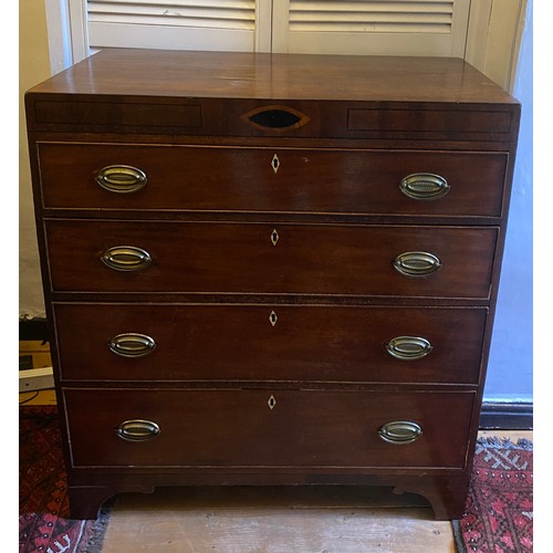 106 - A 19thC mahogany 4 ht Yorkshire chest with scrumbled sides. 103 h x 91 w x 45 d.
Ivory declaration s... 