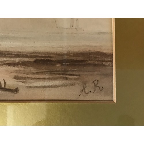 1536 - Two coastal scenes one an oil on board 16 x 23cm initialled EHW and one a watercolour 17 x 25cm init... 