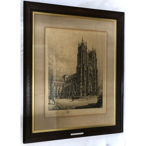 1538 - Charles Bird print of Beverley Minster published 1900 58 x 38cm along with an etching of Beverley Mi... 