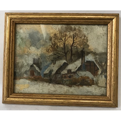 1541 - Three paintings depicting outdoor snowy winter scenes largest image on canvas and signed S. Whiteley... 