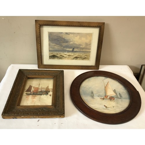 1545 - Three nautical watercolours to include: Dudley Ward (19th/20thC. English School) fishing boats, sign... 