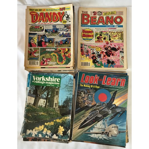 1233 - A collection of vintage magazines and newspapers to include Look and learn, The dandy, Beano and Yor... 