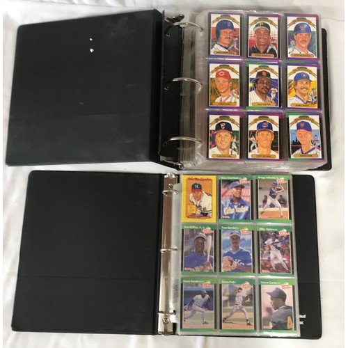 442 - A collection of folders containing a complete set dated 1989 of Donruss baseball cards, a mix of car... 