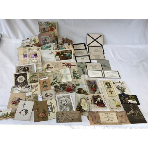 1230 - Box of 19th and early 20thC Birthday, Christmas, Greetings and Bereavement Cards.