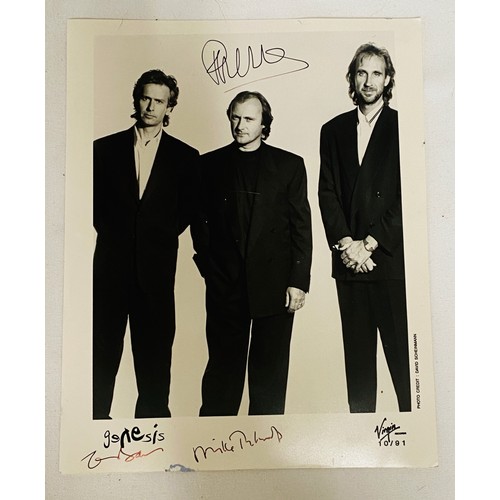 1231 - GENESIS: Signed 8 x 10 photograph by all three members of the English rock band individually, compri... 