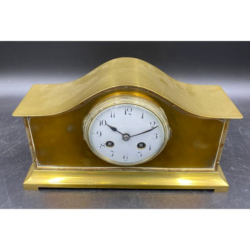 1172 - Brass mantle clock with white ceramic face, made in France.